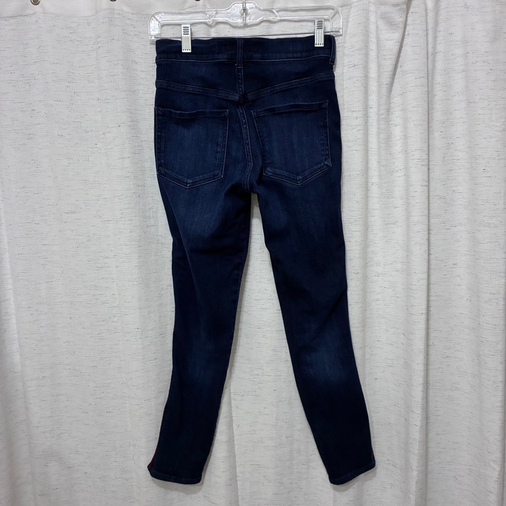 Express Womens High Rise Cropped Legging Jeans Y2K Retro Red Side Stripe Size 0 - Picture 7 of 9